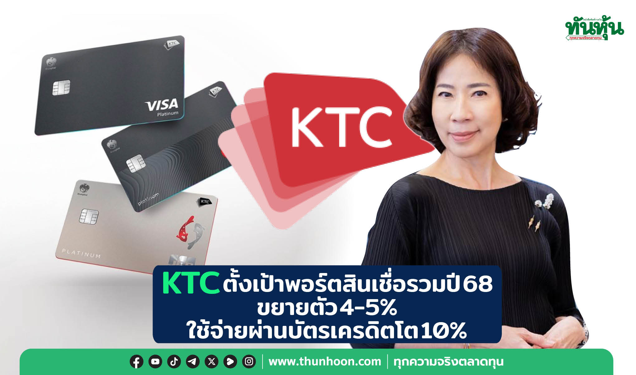 KTC ตั้งเป้าพอร์ตสินเชื่อรวมปี 68 ขยายตัว 4-5% , ใช้จ่ายผ่านบัตรเครดิตโต 10% 